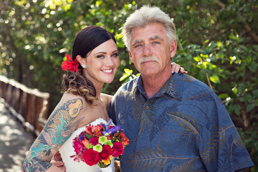 bride and father before wedding