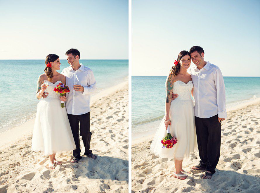 newlyweds on the beach after destination wedding