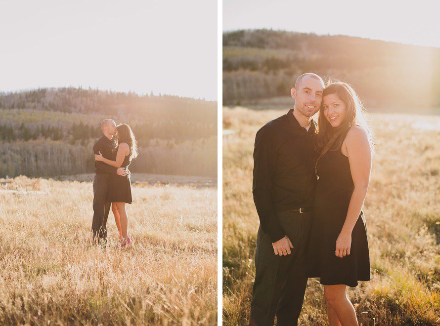 Mountain engagement session at sunset
