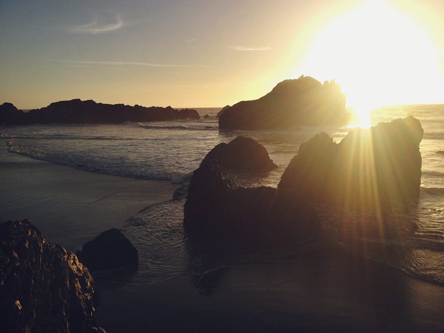 Sunset on the beach in Big Sur