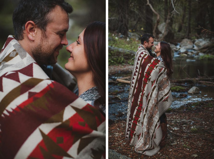 Pendleton blanket used for engagement photos