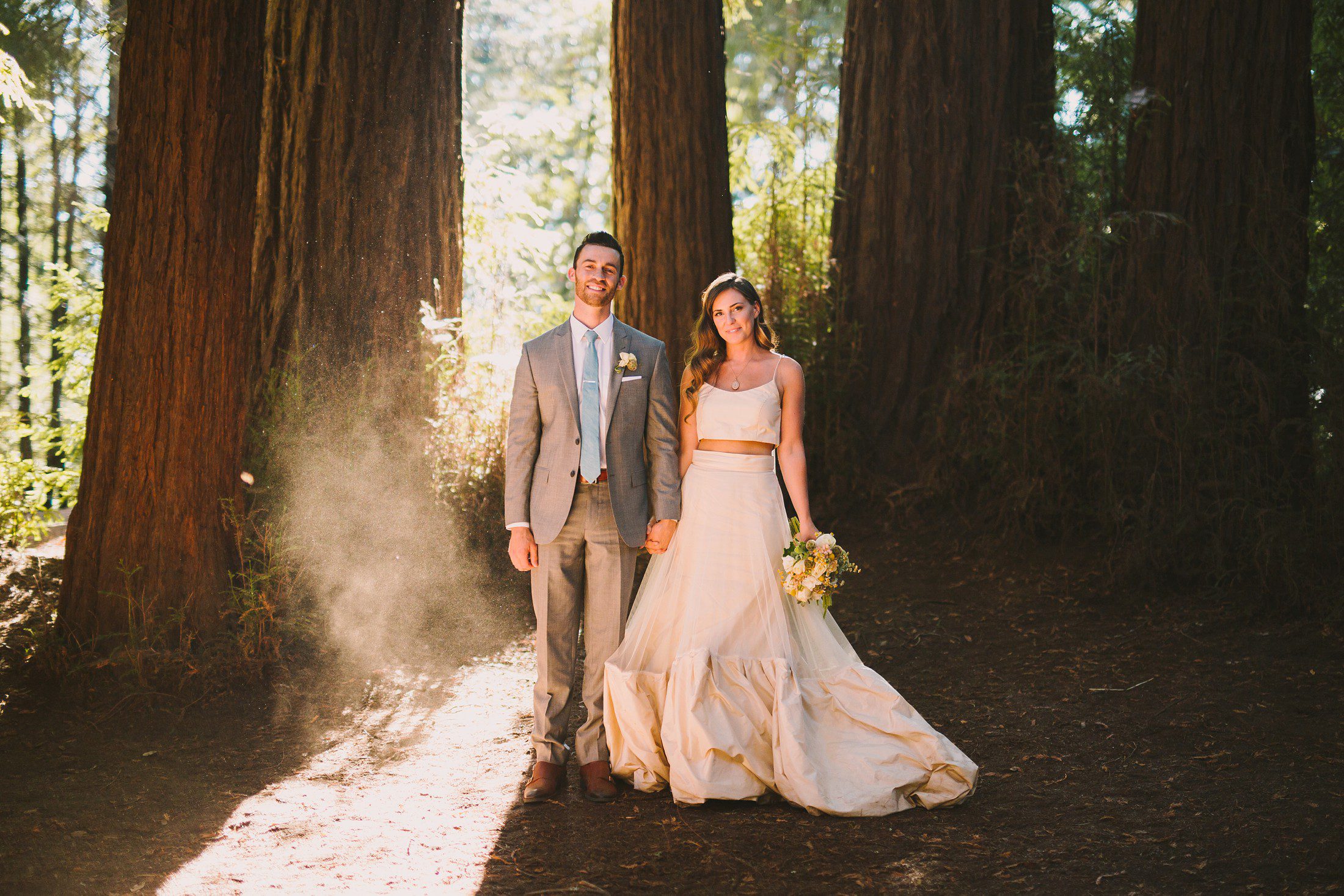 Bride and Groom in redwood trees
