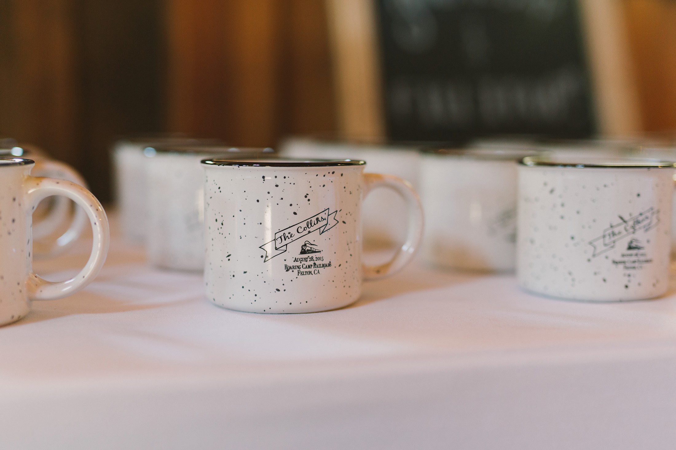 Camp mugs for wedding favors