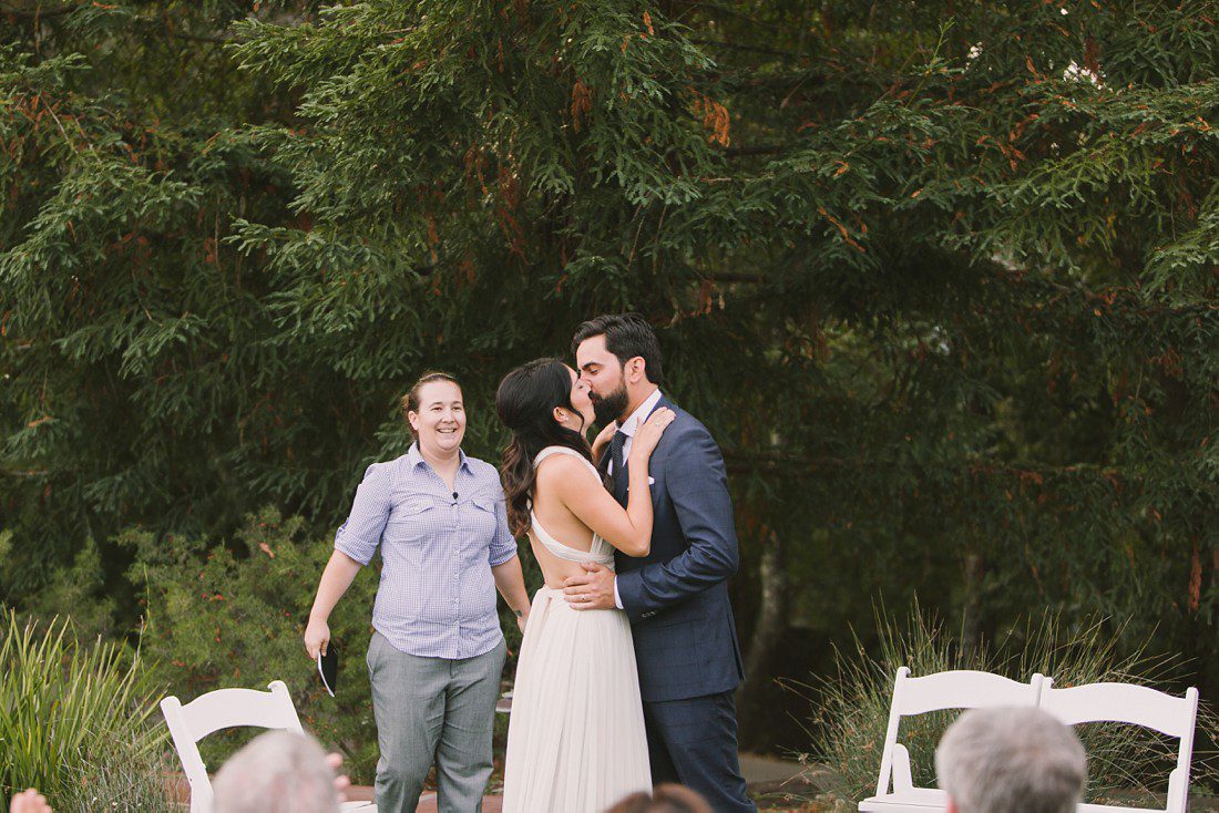 first kiss at wedding ceremony at Kennolyn