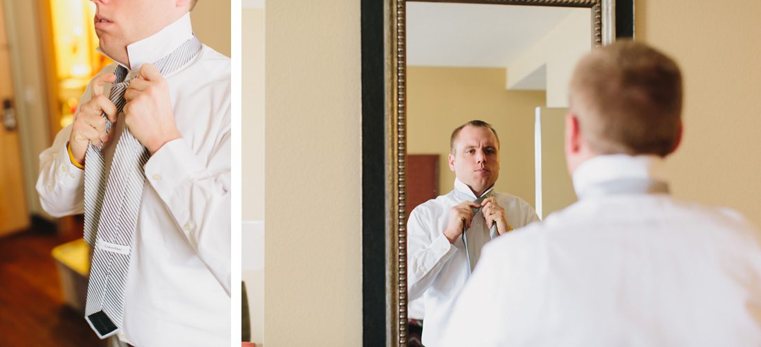 Groom getting ready at Golden Hotel