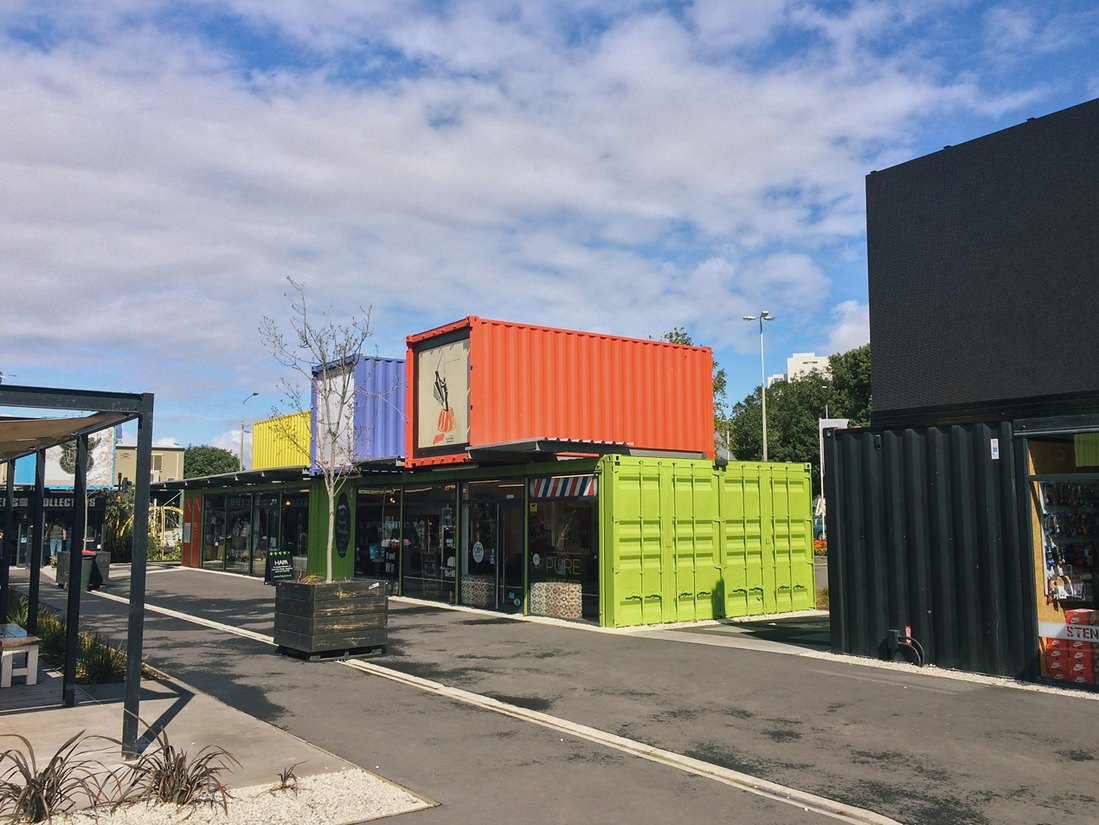 Shipping container mall in Christchurch