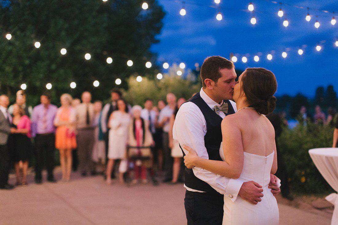Bride and Groom first dance under the stars at the Botanic Gardens at Chatfield