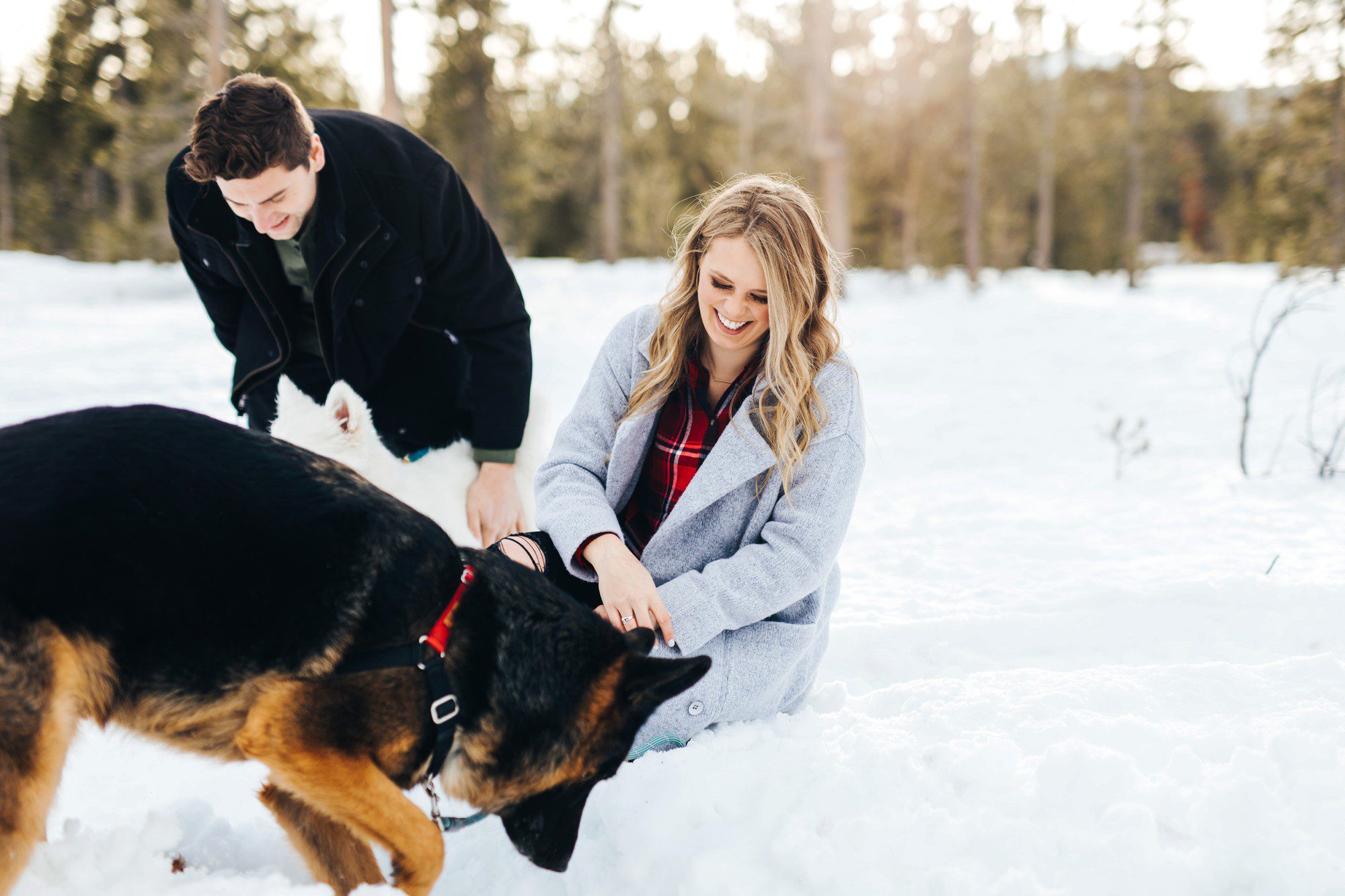 Snowy engagement session at Kapaka Snow Park