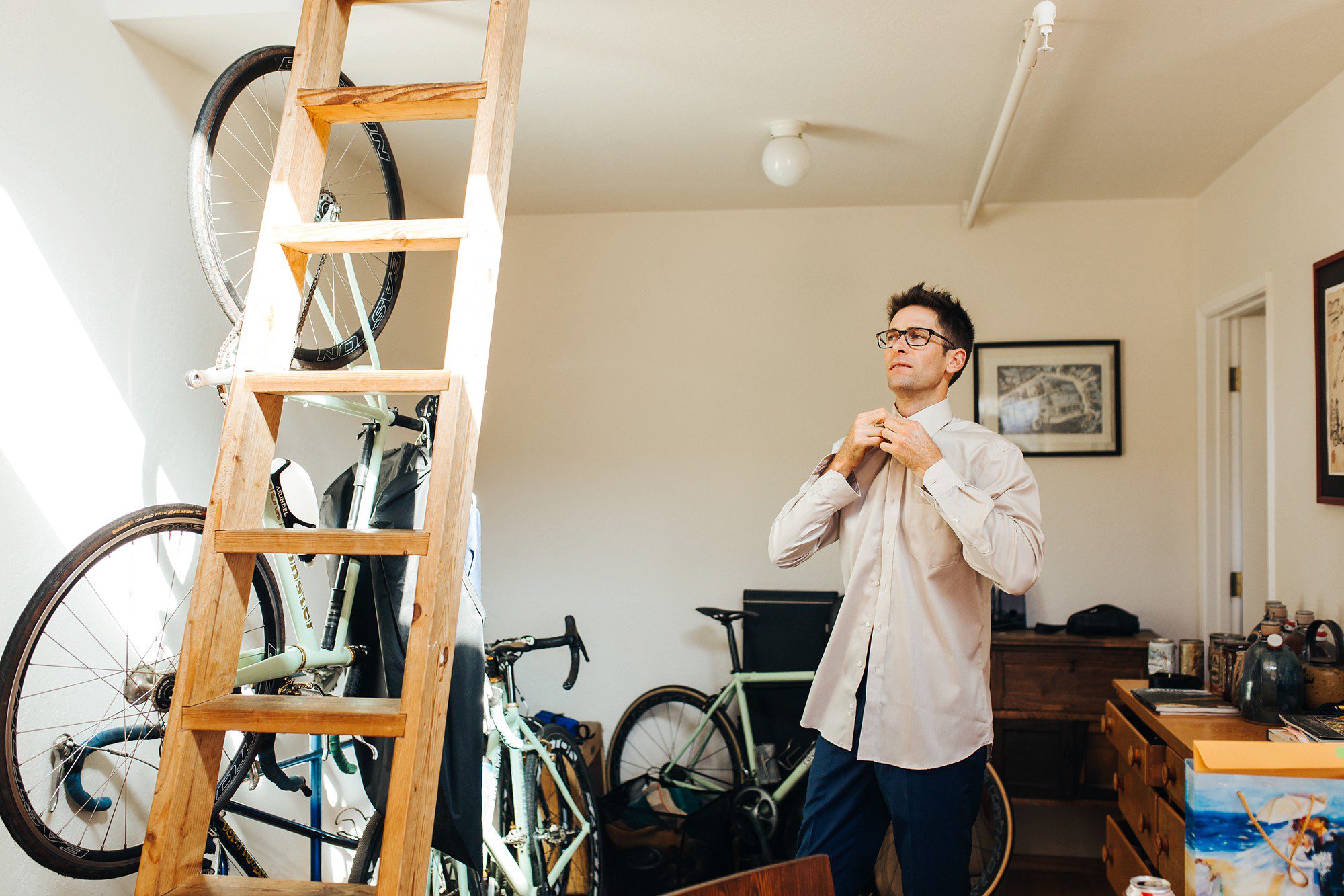 Groom getting ready for wedding